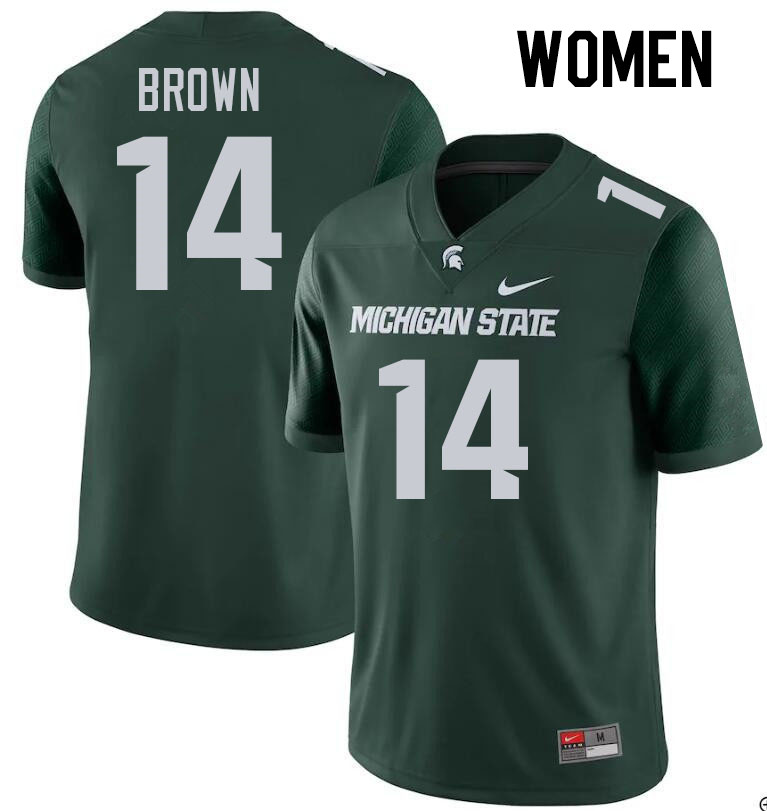 Women #14 Sean Brown Michigan State Spartans College Football Jerseys Stitched Sale-Green